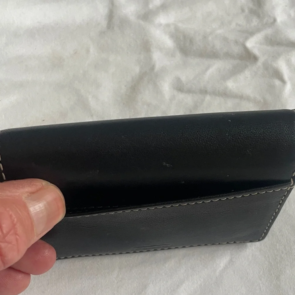 Coach Black Leather Trifold with Contrast Stitching